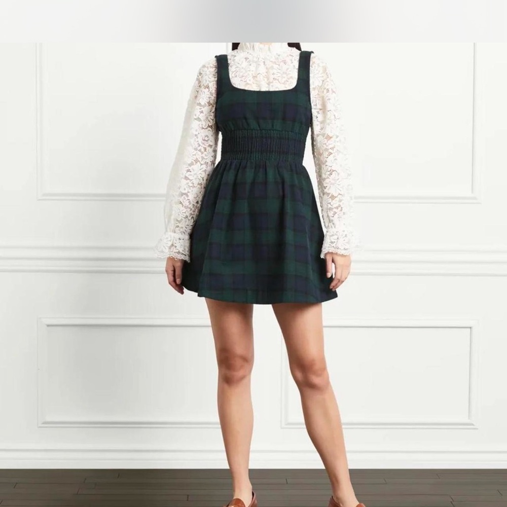 Hill House Green and Black Plaid Midi Dress